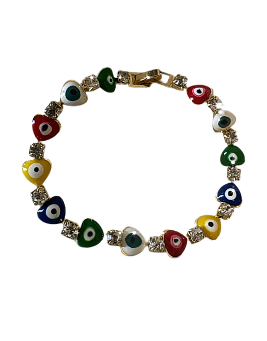 Pulsera de arcoíris con el mal de ojo